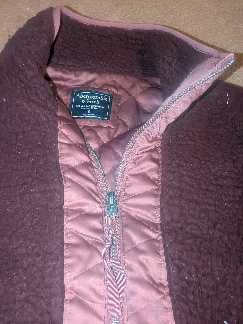 Abercrombie & Fitch Women's Small S Quilted and Sherpa Jacket Coat Vintage